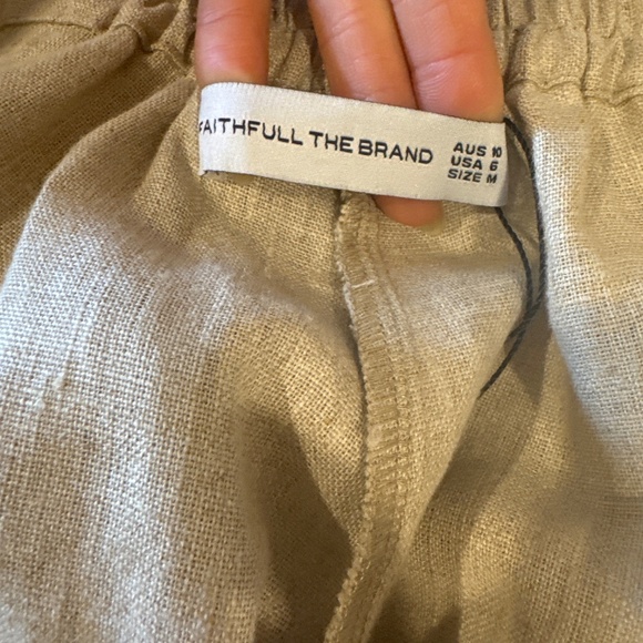 FAITHFULL THE BRAND NEW Ida Linen Wide Leg Pants Natural 6 M - Picture 9 of 10